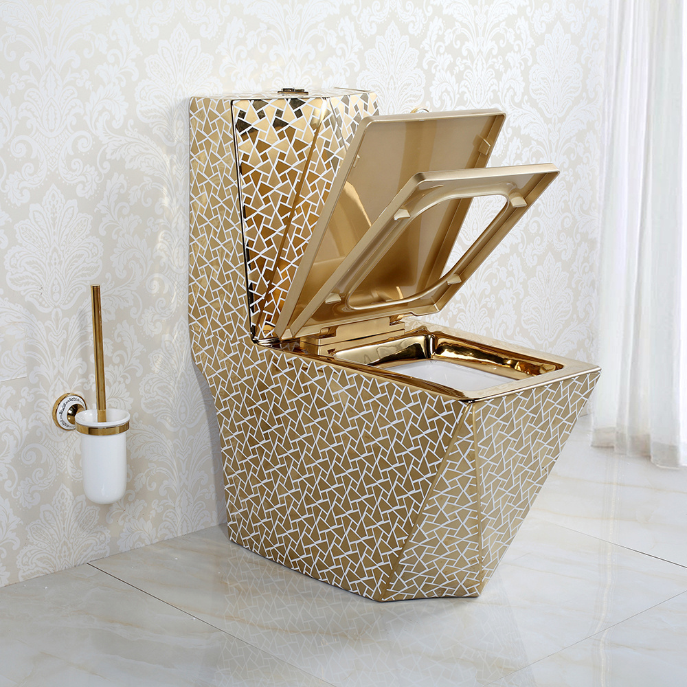 Luxury Diamond Golden Bathroom Accessory Japanese One Piece Set Decor Bowl Ceramic Wc Gold Toilet