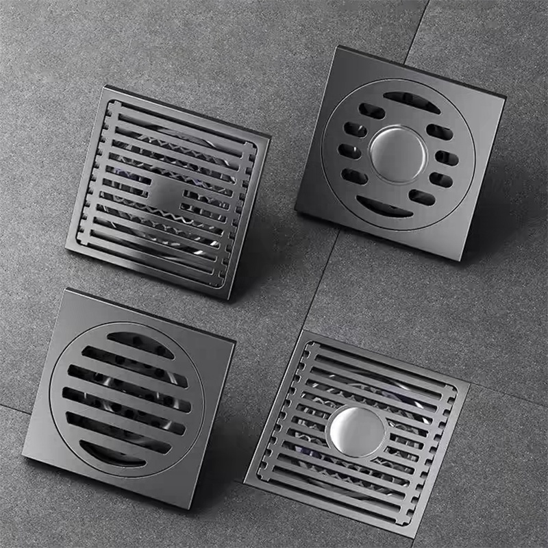 Modern Black Gray Bathroom Shower Accessories Brass 4 Inch Anti Odor SUS 201 304 Stainless Steel Floor Drain