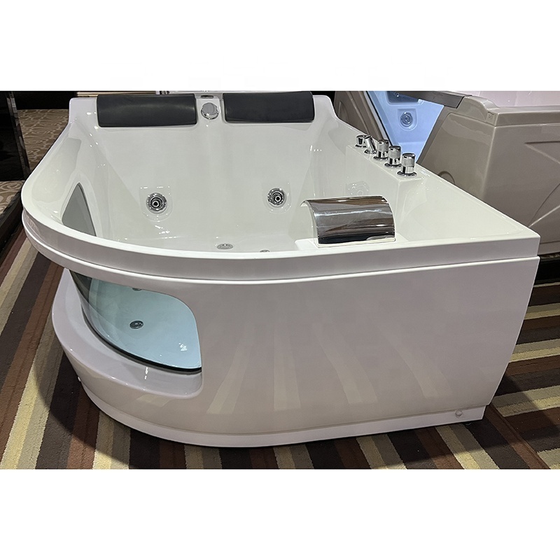 Indoor 2 Person Couple Spa Bath Hydromassage Jetted Tub Air Bubble Massage Corner Bathtub