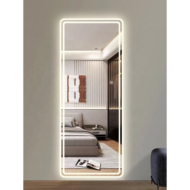 Modern Frameless Touch Screen Dressing Living Room Decoration Smart LED Light Mounted Wall Mirror