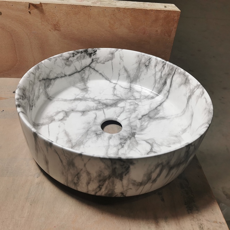 Countertop Carrara White Marble Stone Ceramic Wash Hand Basin Bathroom Vessel Sinks Face Bowls