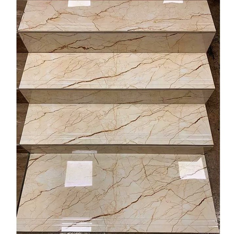 Interior 1200x300x170 Non Slip Marble Look Porcelain Stairs Design Tiles Staircase Steps Tiles