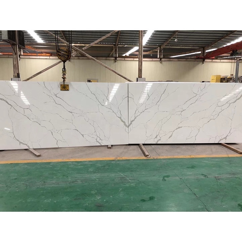 3200x1600 Calacatta White Polished Surface Bookmarked Artificial Quartz Natural Marble Stone Countertop Slabs