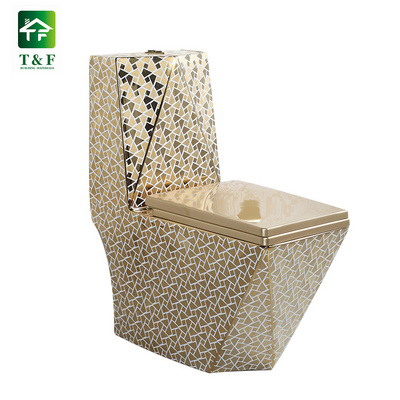 Luxury Diamond Golden Bathroom Accessory Japanese One Piece Set Decor Bowl Ceramic Wc Gold Toilet