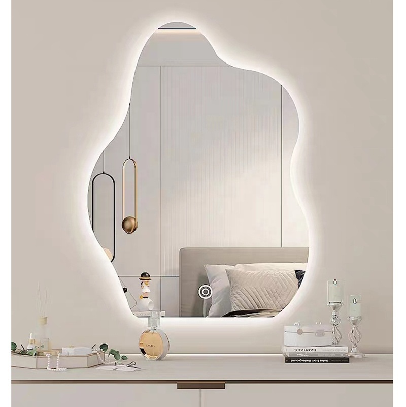 Decorative Frameless Irregular Shape Smart Interior Bedroom Dressing Living Room LED Backlit Wall Hanging Mirror