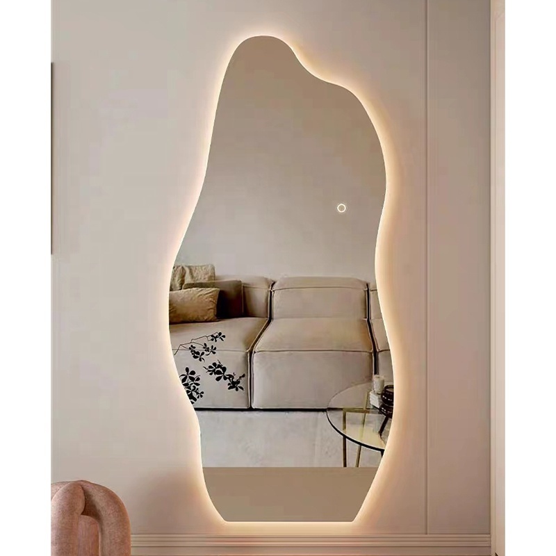 Decorative Frameless Irregular Shape Smart Interior Bedroom Dressing Living Room LED Backlit Wall Hanging Mirror