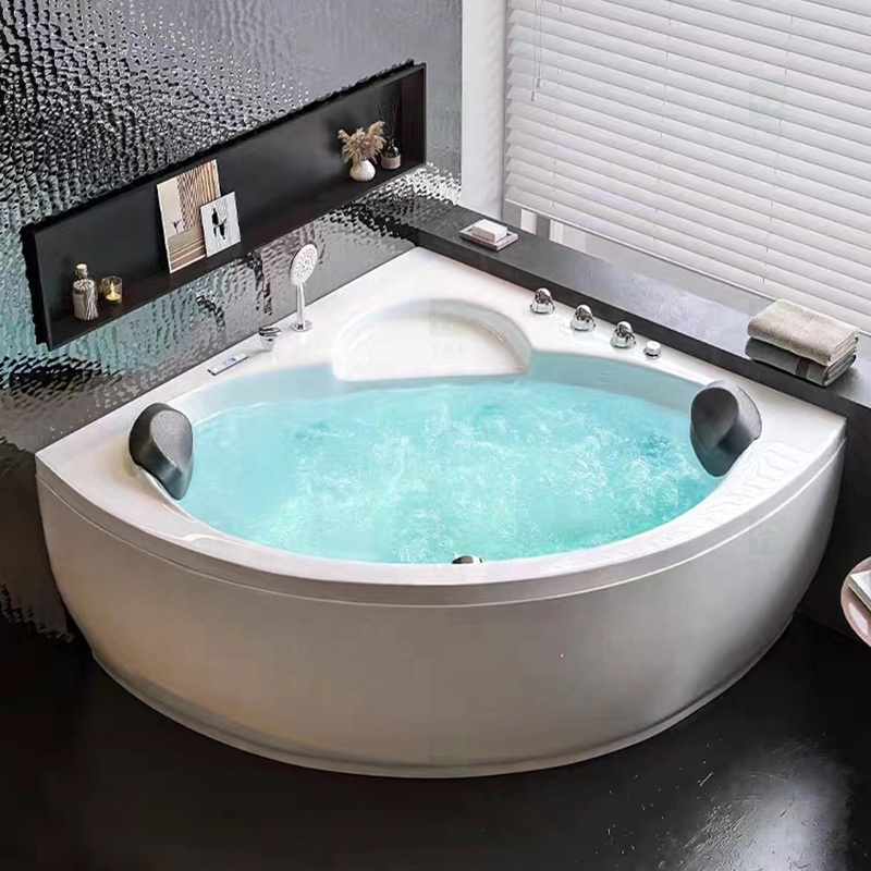 Factory Direct Price  2 Person Bathroom Spa Hot Tub White Whirlpool Massage Acrylic Corner Bathtub