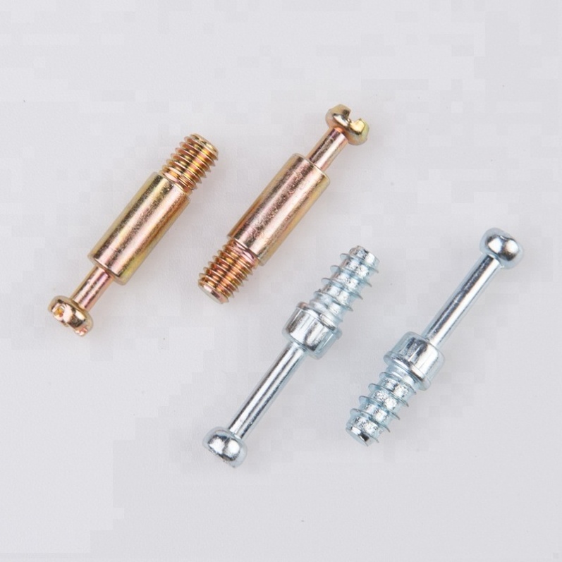 Metal Furniture Connecting Fittings Threaded Wooden Dowel Screw Connector Bolts For Cabinet