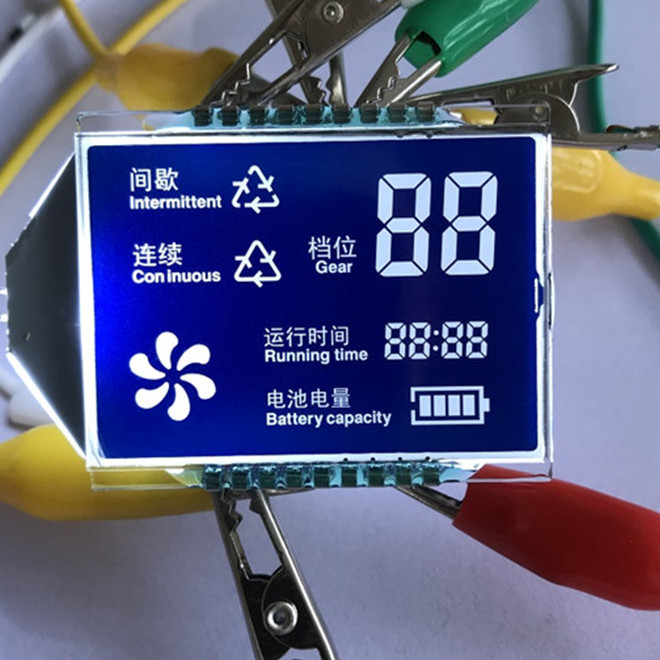 2024  custom HTN blue white 7 segment LCD display module screen positive negative transflective for instrument meters