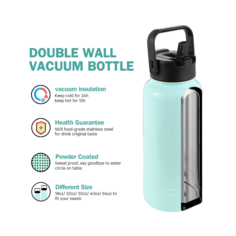 32oz Water Bottle with Straw and Chug Lid Vacuum Insulated Stainless Steel Metal Thermos  Reusable Leak Proof BPA-Free Flask