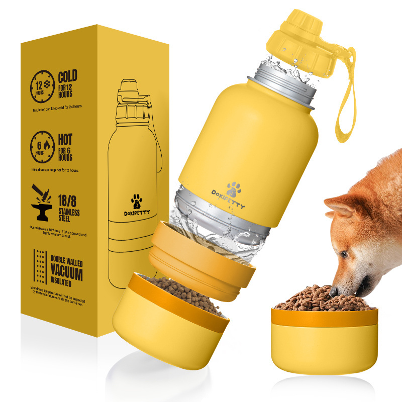 In stock free sample 3 in 1  32oz 64oz Portable Dog Water Bottle Bowls Stainless Steel Insulated outdoor Travel drinking