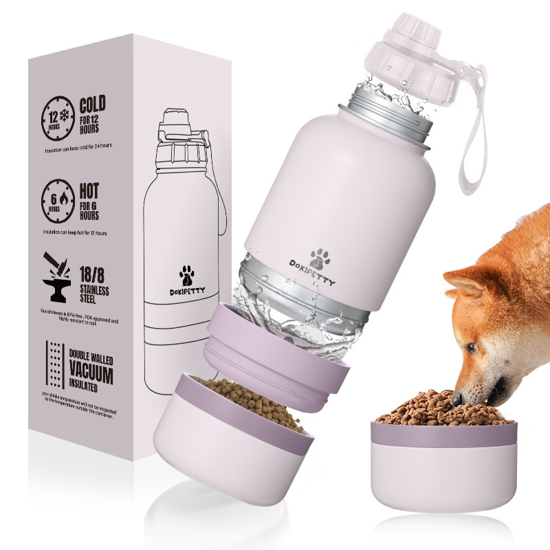 In stock free sample 3 in 1  32oz 64oz Portable Dog Water Bottle Bowls Stainless Steel Insulated outdoor Travel drinking