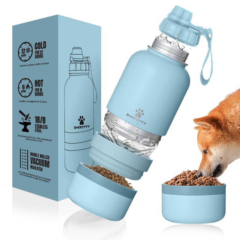 In stock free sample 3 in 1  32oz 64oz Portable Dog Water Bottle Bowls Stainless Steel Insulated outdoor Travel drinking