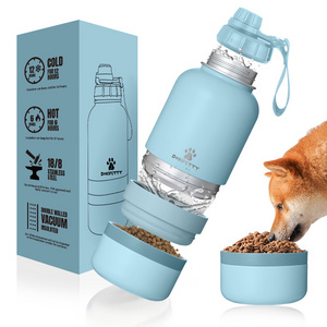 In stock free sample 3 in 1  32oz 64oz Portable Dog Water Bottle Bowls Stainless Steel Insulated outdoor Travel drinking