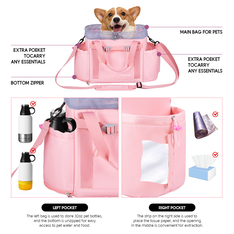 Soft Sided Pet Carrier Bag for Dogs Travel Puppy Cat Carrier Dog Pet Carrier Bags for Small Medium Dogs Puppies  Pink