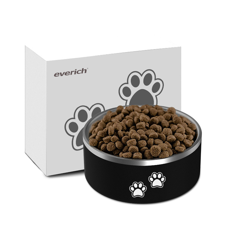 Everich 32oz 56oz dog bowl Double wall vacuum insulated pet food Bowls Feeder Stainless Steel  food container