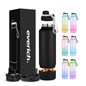 Everich Design 32 oz 2-in-1 Double Wall Stainless Steel Drinking Insulated Water Bottle with Storage Case