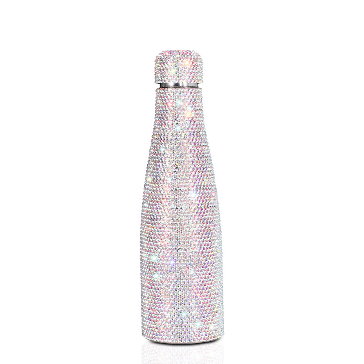 Diamond Sparkling Water Bottle,Insulated Water Bottle Rhinestone Stainless Steel Vacuum Cup Flask Water Bottle