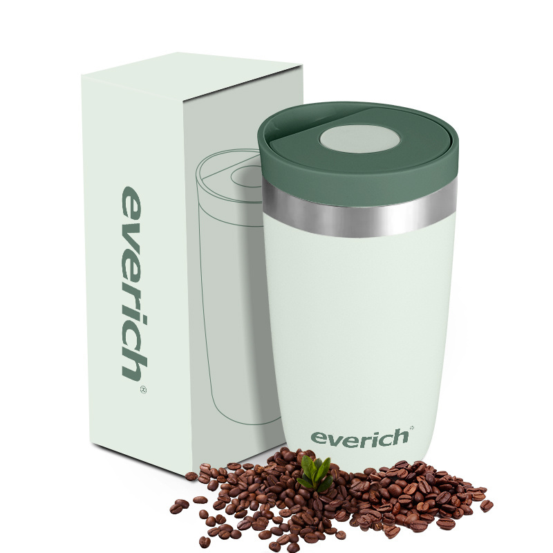 Everich New 12oz Stainless Steel 304 Coffee Mug Cup Custom Color Logo Vacuum Coffee Reusable Cup With Lid