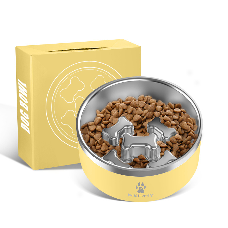 EVERICH 2024 new stainless steel pet feeder 32oz insulated dog bowl with fixed slower feeder