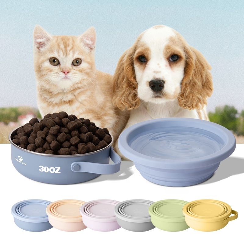 Travel Dog Bowls by Everich Stainless Steel Go Pet Bento Bowl Stackable Cat Dog Food Bowls leak Proof Portable Puppy Supplies