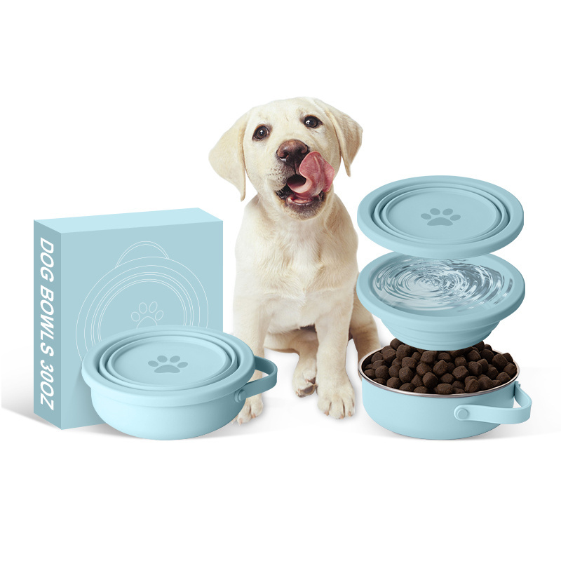 Everich BPA Free 2 in 1 Stainless Steel dog bowl  Non-Slip Dog Bowl with Silicone Dog Bowl