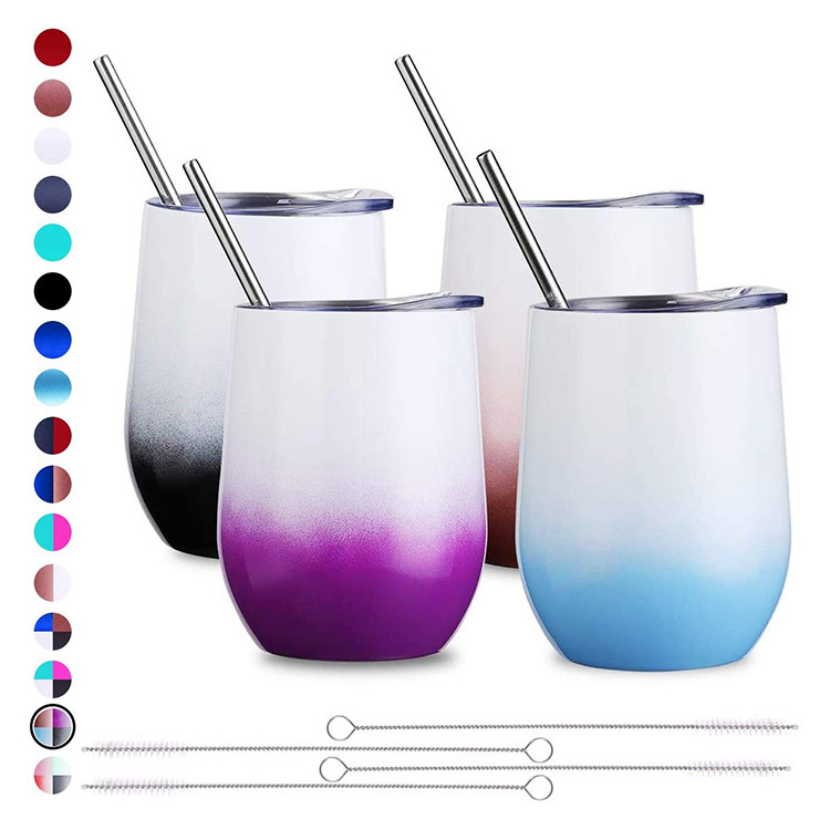 4-pack set 12oz Colorful Drinkware Beer Wine Cup  Flask Stainless Steel wine  coffee  tumbler