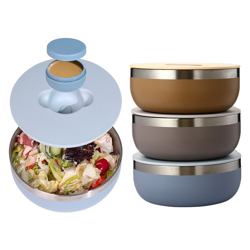 Metal Salad Bowls with Lids colorful Bowls for Kitchen Stainless Steel Mixing Bowl Set