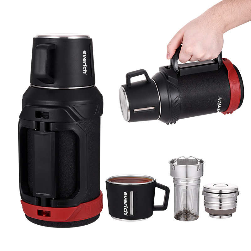 huge capacity 1300ml portable water jug stainless steel insulated outdoor camp water bottle with tea infuser