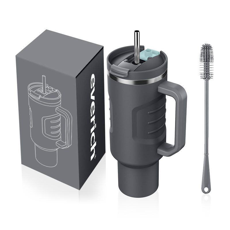 Portable Outdoor custom stainless steel 40oz tumbler with handle straw quencher double wall coffee cup travel insulated Beer mug