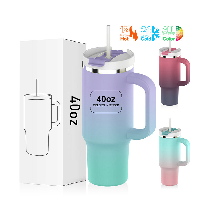 2023 New ODM 30/40/50 oz quencher h2.0 flowstate tumbler 40oz stainless steel outdoor mug with handle and straws