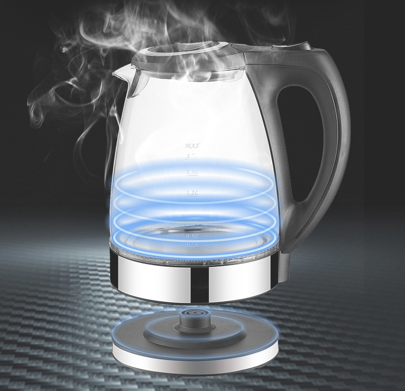 FREE SHIPPING BPA-Free water electric kettle led whistling tea electric glass kettle with Blue LED Indicator Light