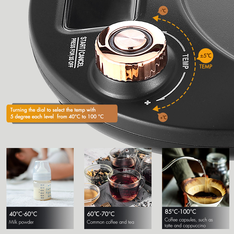 electric gooseneck kettle adjustable keep warm  Digital control temperature and with 5 degree each level from 40 to 100