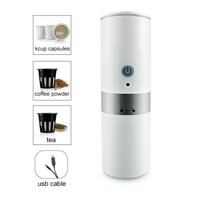 New design small mini portable coffee maker machine automatic k-cup  capsule coffee tea maker machine for home use car use