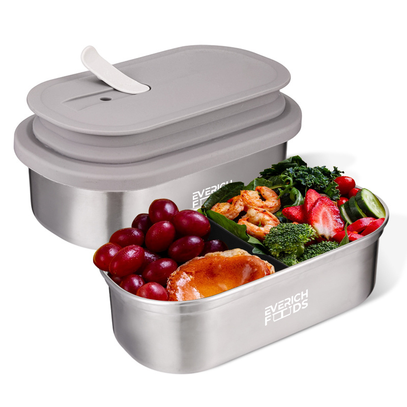 2023 ODM New design Retractable bento lunch box Food  Container bpa free eco-friendly stainless steel lunch box with silicon lid