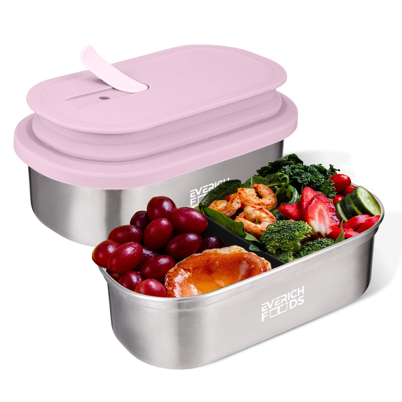 2023 ODM New design Retractable bento lunch box Food  Container bpa free eco-friendly stainless steel lunch box with silicon lid