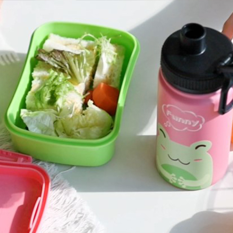 Kids Children Food Grade Material Leak Proof 2 Divider Container Bento Lunch Box with Lock