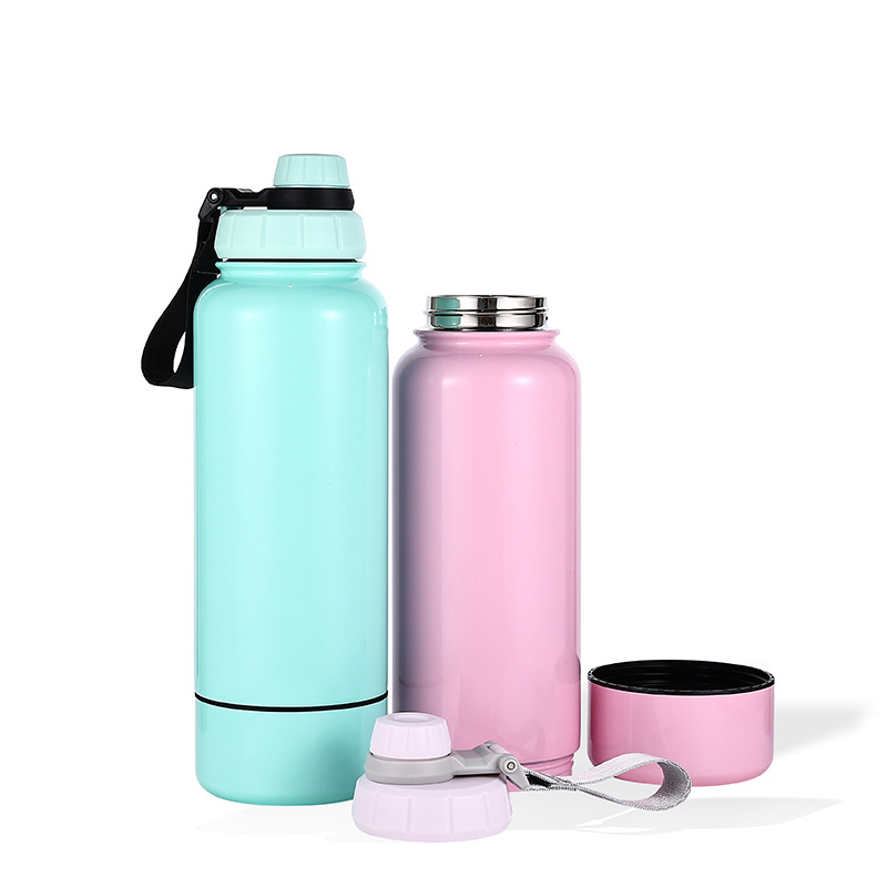 Camping Large Capacity 32oz Double Wall Stainless Steel Directly Drinking Insulated Sport Water Bottle with Chug Lid Storage box