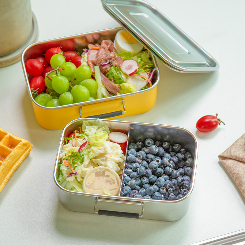 Best Factory Direct Stainless Steel 304 Lunch Box Sealed Crisper square Food Container Box With Locking Lid