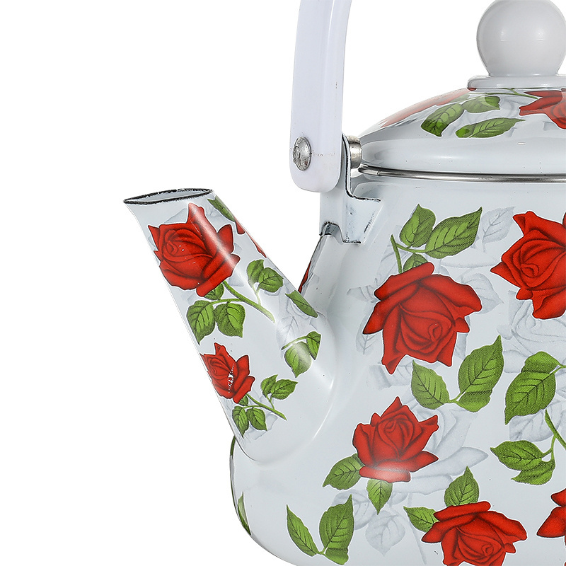 Customized patten 1.5L 2L 2.5L enamel tea kettle enamel coffee pot with handle