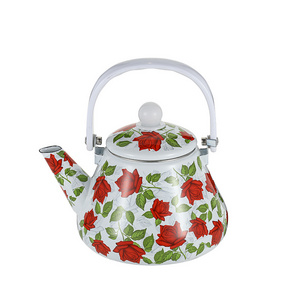 Customized patten 1.5L 2L 2.5L enamel tea kettle enamel coffee pot with handle