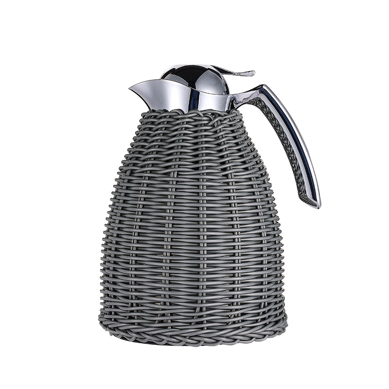 Natural simple style woven rattan coat hotel thermos Stainless steel outer flask tea coffee pot glass refill water carafe