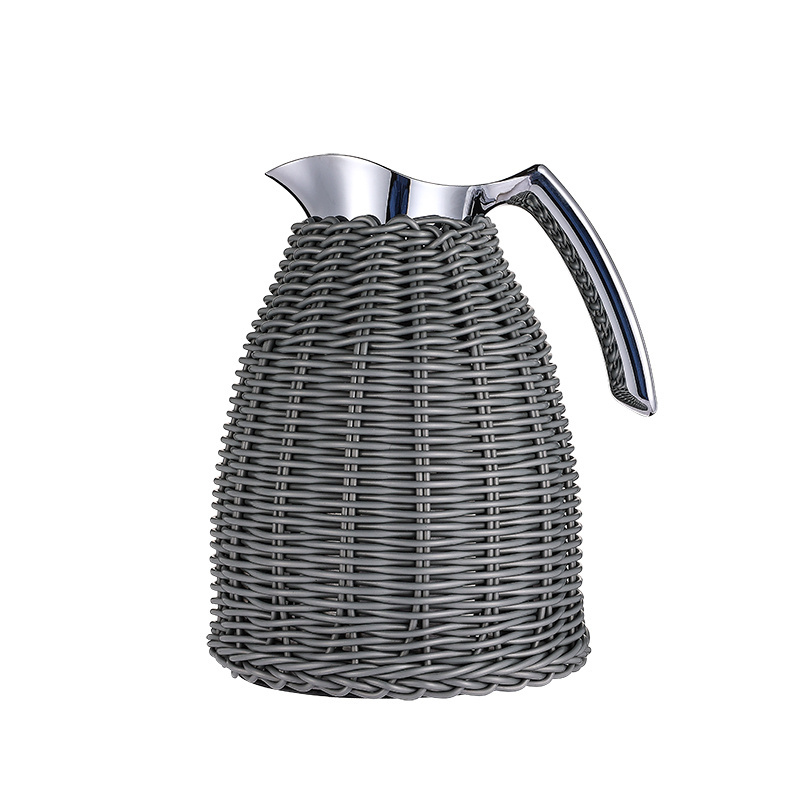 Natural simple style woven rattan coat hotel thermos Stainless steel outer flask tea coffee pot glass refill water carafe