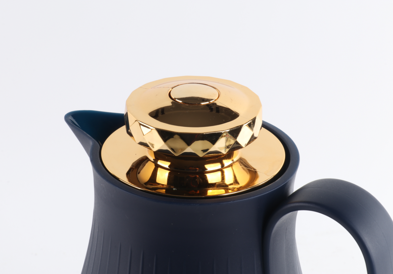 2023 new arrival 1000ml Thermos Teapot arabic style insulated coffee pot dallah with gold lid