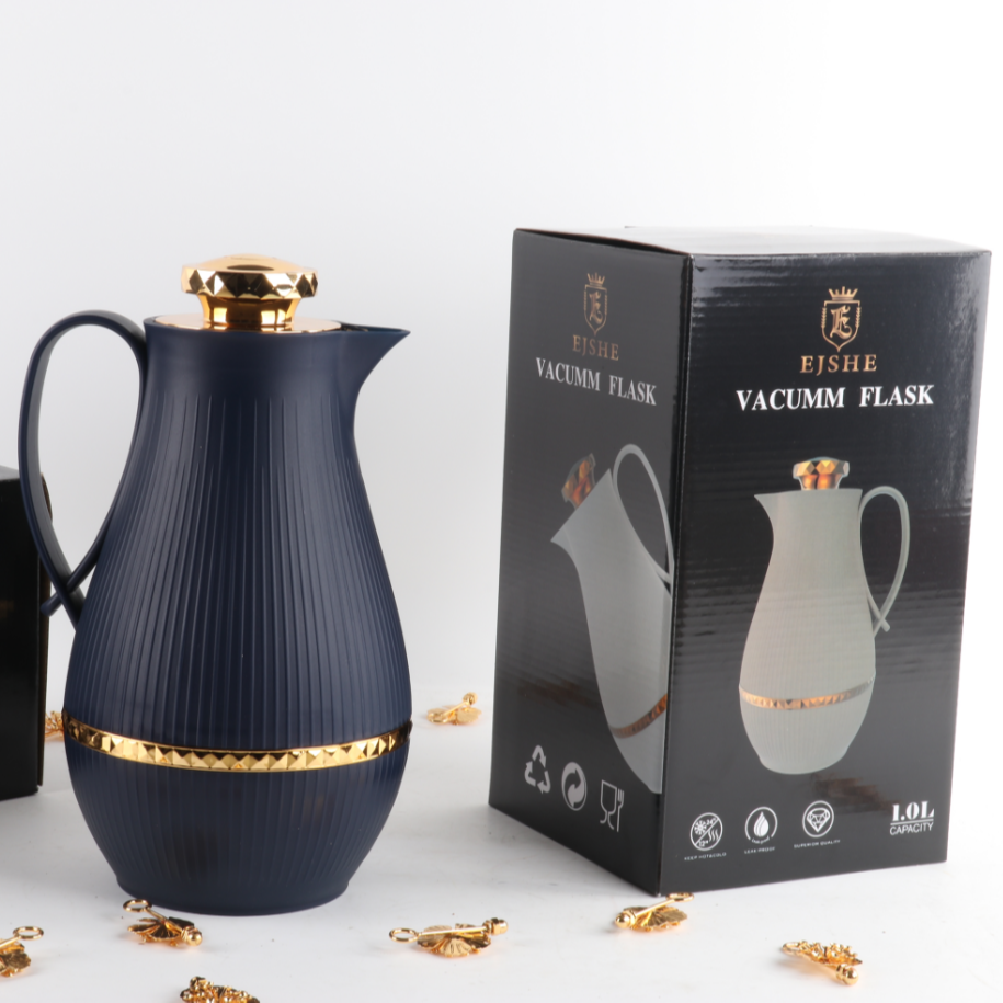 2023 new arrival 1000ml Thermos Teapot arabic style insulated coffee pot dallah with gold lid