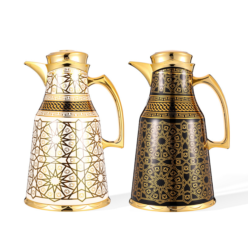 Original luxury design coffee pot 1000ML gold thermos flask dallah Arabic teapot for eid