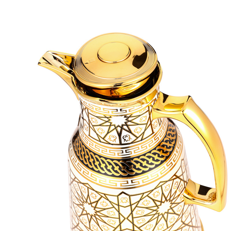 Original luxury design coffee pot 1000ML gold thermos flask dallah Arabic teapot for eid