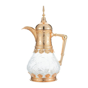 Customized set gold white arabic arab thermal thermos tea vacuum dallah coffee pot with glass liner