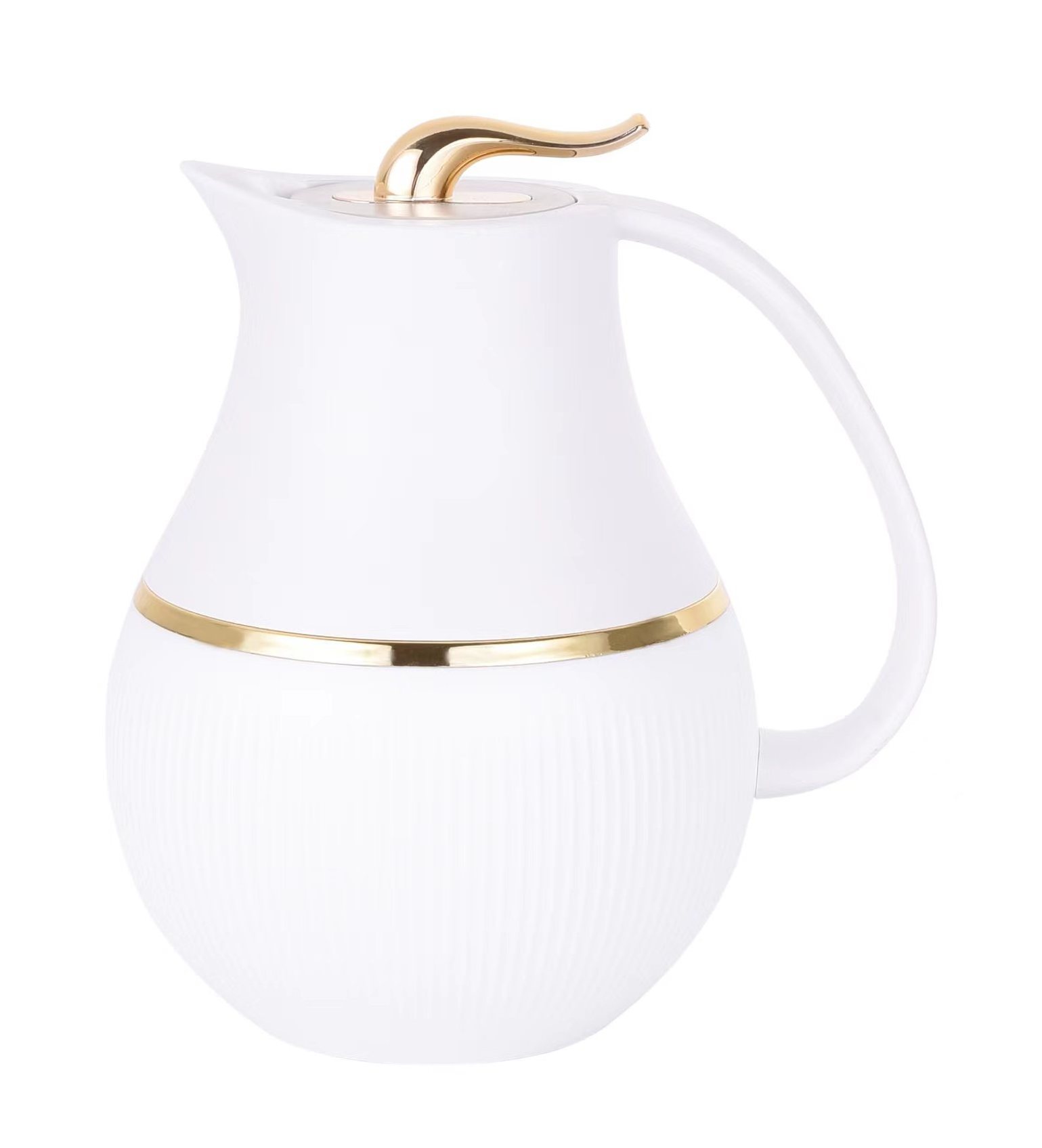 Pattern design on body arabic dallah vacuum travel flask thermos tea vacuum pot with golden head thermos flask for coffee