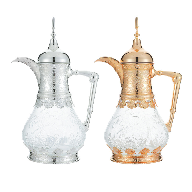 Customized set gold white arabic arab thermal thermos tea vacuum dallah coffee pot with glass liner